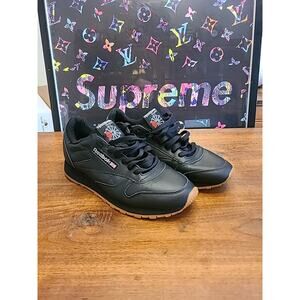 Reebok Womens Classic Princess Black Casual Comfort Shoes Sneakers Size 9.5